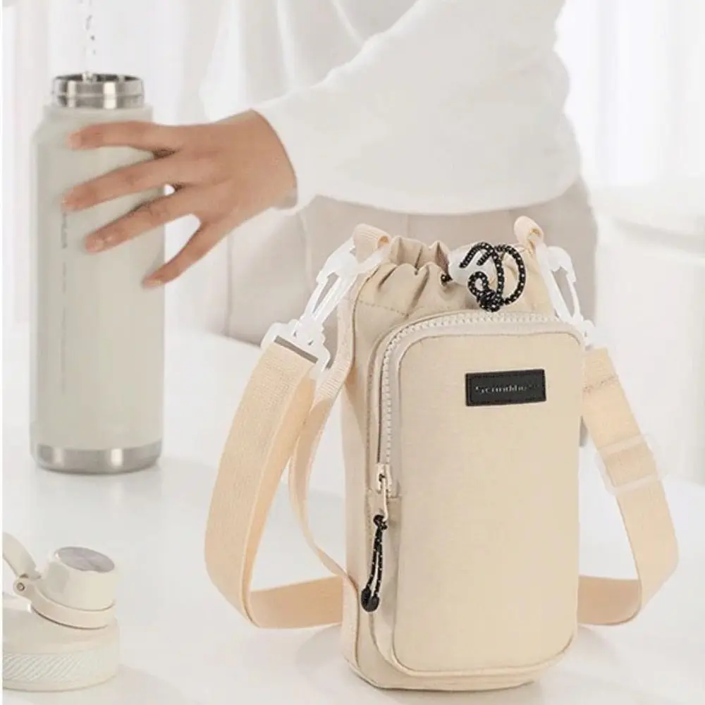 Lightweight Shoulder Strap Water Bottle Carrier Bag Front Pocket Adjustable Crossbody Water Bottle Purse Portable Waterproof Water Bottle Sling Bag Case Picnic