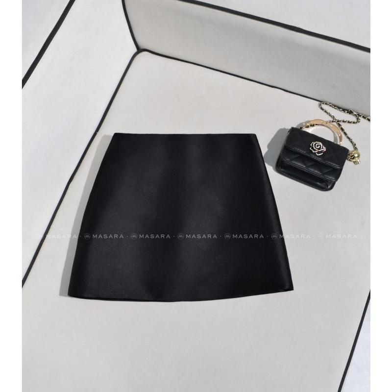 MASARA - Chân váy tafta đen ôm nhẹ đứng dáng thanh lịch phù hợp công sở, đi chơi