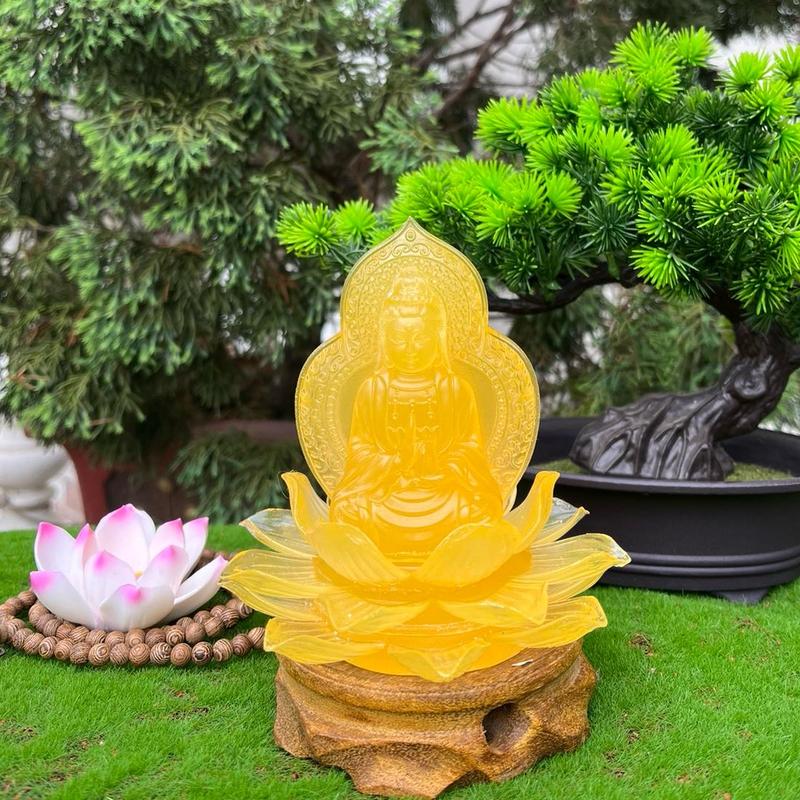 Tượng Quan Âm 2 mặt lưu ly tọa đài hoa sen trang trí bàn làm việc, ô tô Decor Decor Phòng Trang Trí Nhà 4
