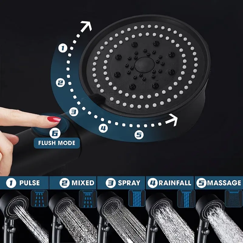 (KIM) Kepala Shower Kamar Mandi 5 Mode Hand Shower Tekanan Tinggi Dapat Menyesuaikan Tekanan Air 2