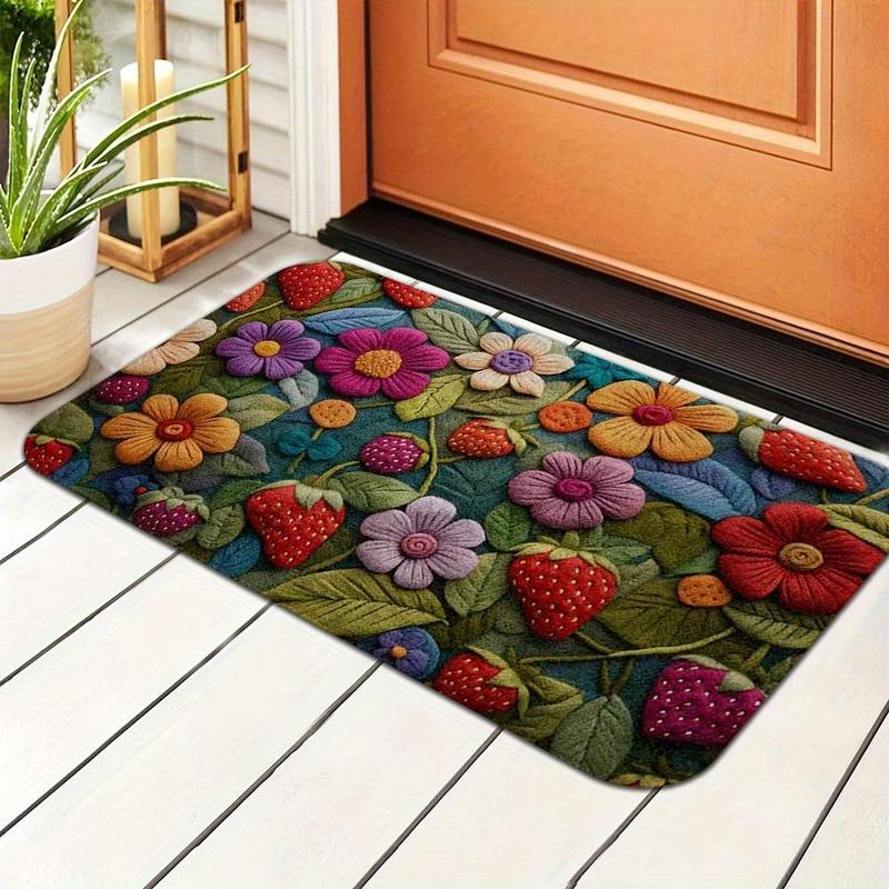 Product Introduction of Floral Pattern Welcome Mat, Non-slip Colorful Sunflower Pattern Absorbent Soft Mat, Suitable for Indoor & Outdoor, Home Decor 3