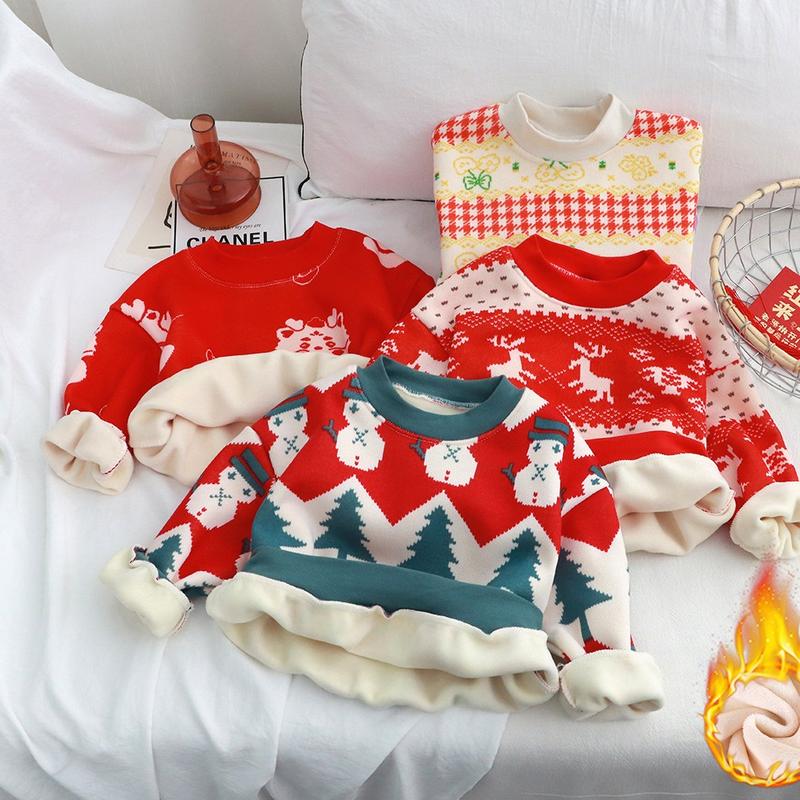  Chubby Store Áo Len Lót Nỉ Cho Bé Trai Bé Gái 9-21Kg Hoạ Tiết Noel Màu Sắc Tươi Tắn Phù Hợp Đi Chơi Dịp Giáng Sinh 