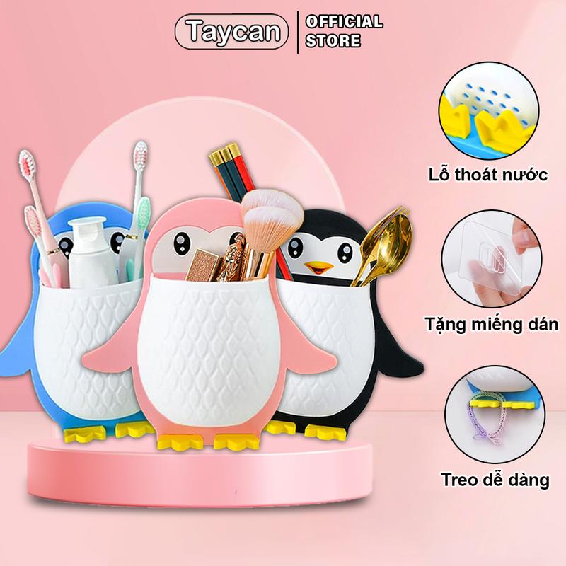Giá treo tường chim cánh cụt đa năng đựng đồ cá nhân mỹ phẩm bàn chải TAYCAN Đựng Bàn Chải