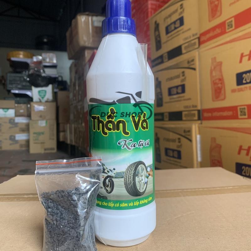 Keo tự vá lốp xe điện xe máy không gây rỉ sét tặng gói bột cao su kèm vòi - Thần Vá chính hiệu 1