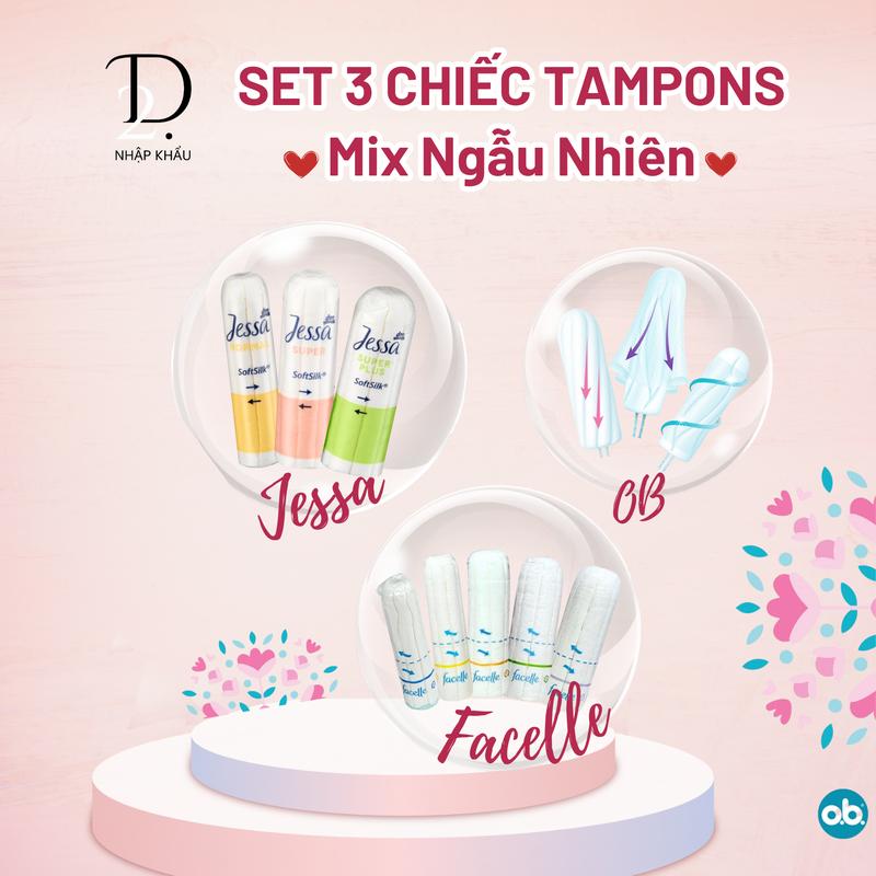 Set Mix Băng Vệ Sinh Dạng Nút Tampon FACELLE, OB, JESSA đủ size Hàng Nhập Khẩu Đức - D2 Tổng Kho Nhập Khẩu - Women Nữ