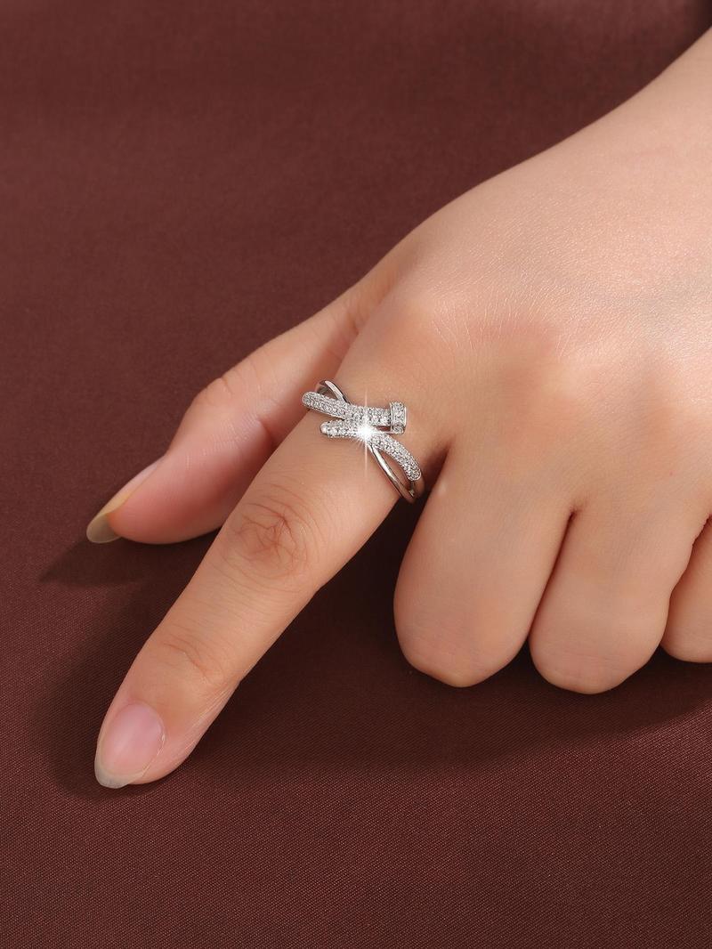 Product Introduction of Women's Elegant Nut Design Rhinestone Decorated Ring, Exquisite Trendy Ring, Fashionable Jewelry for Women As Gift 8