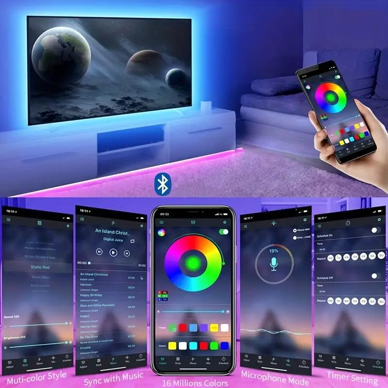 Product Introduction of USB Powered LED Light Strip, 1 Count RGB Color Changing LED Light Strip with 24 Keys Remote Control, Smart APP Control Music Synchronized Color Backlight 18