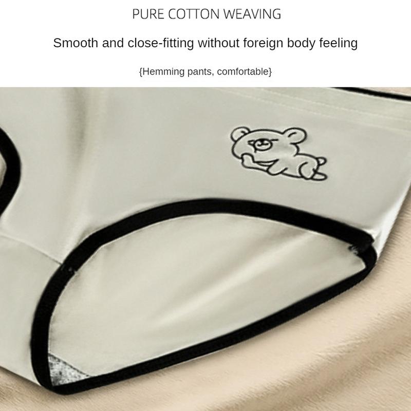 Quần Lót Cho Bé Gái, Thiết Kế Dễ Thương, Cạp Thường, Thích Hợp Cho Học Sinh, Phong Cách Nhật Bản, In Hình Hoạt Hình Ngọt Ngào, Kháng Khuẩn, Thoáng Khí, Làm Bằng Cotton Nguyên Chất, Màu Đen Đơn Giản, Trắng Và Xám, Quần Sịp 5