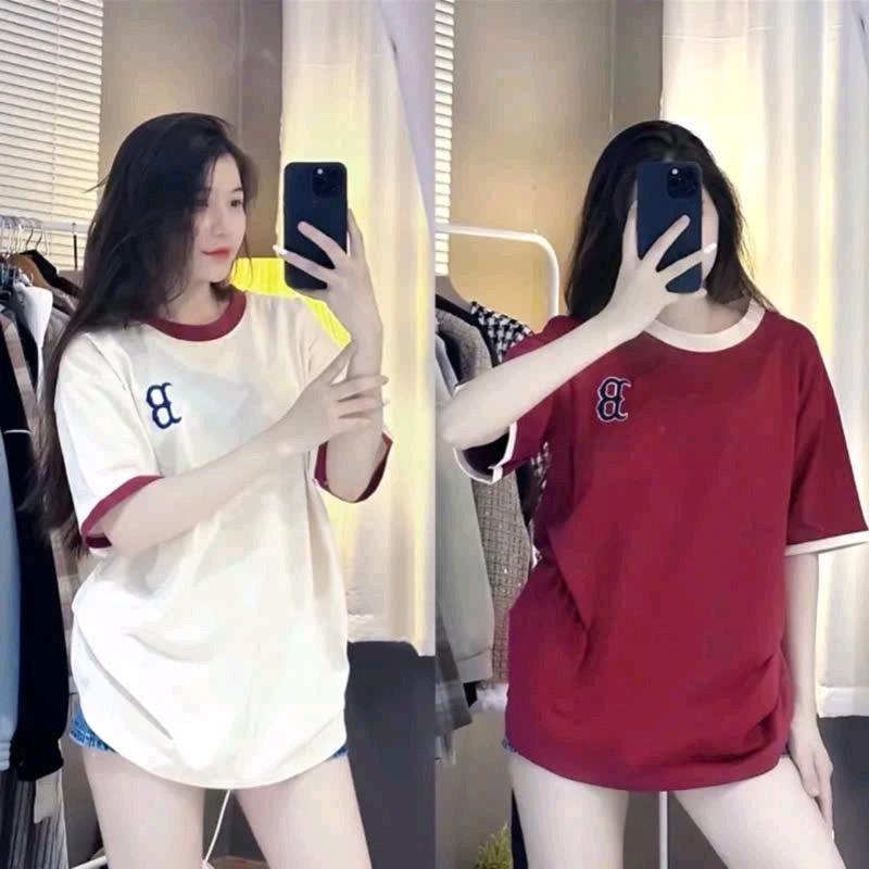 Áo  Thun Nam, Nữ Phối 14 thêu logo chữ B Áo phông cỗ tròn tay lỡ phom rộng có 3 màu; trắng kem, đen ,đỏ đô. Top Women Nhung