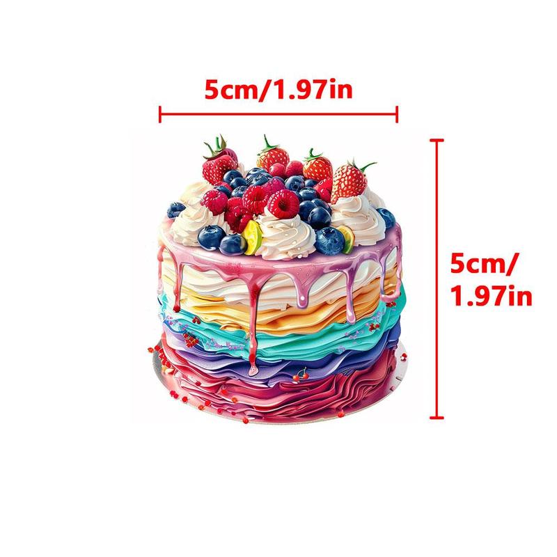 Colorful Birthday Cake Pattern Sticker, 20pcs/set DIY Decorative Sticker, DIY Decals for Scrapbooking, Journaling, Gift Wrapping, Greeting Card 2