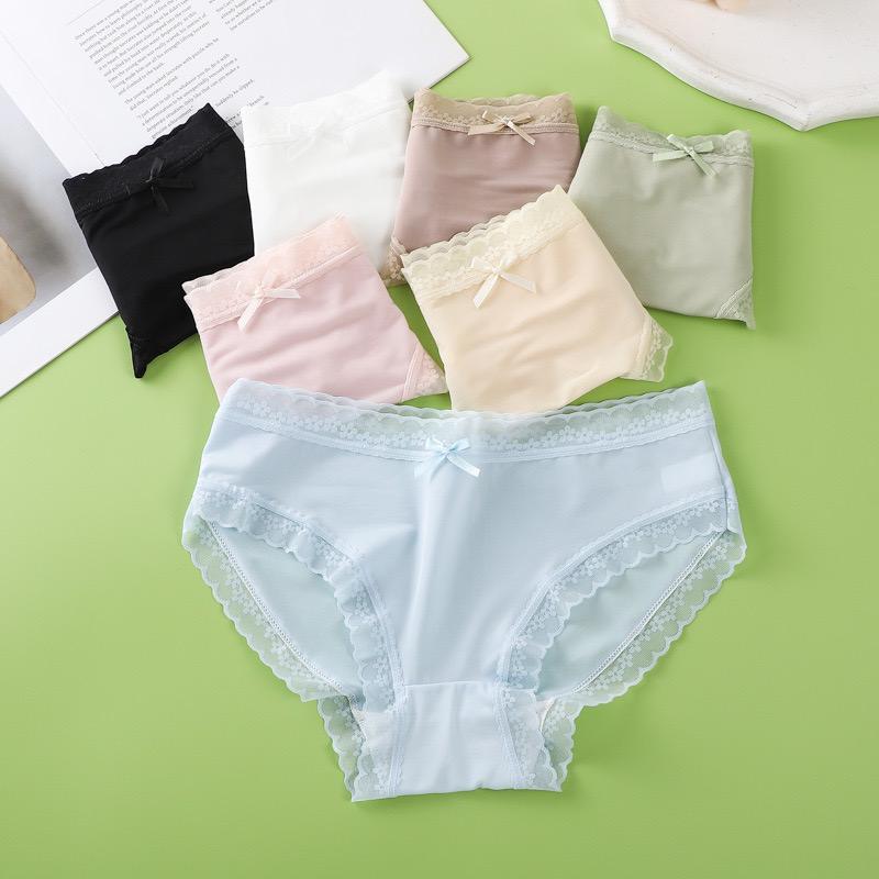 LÓT THÔNG HƠI COMBO 10 Quần Lót Su Lụa Loại 1 KHÔNG TẶNG Viền Ren Mềm Mại Thoáng Mát CÓ CHE TÊN