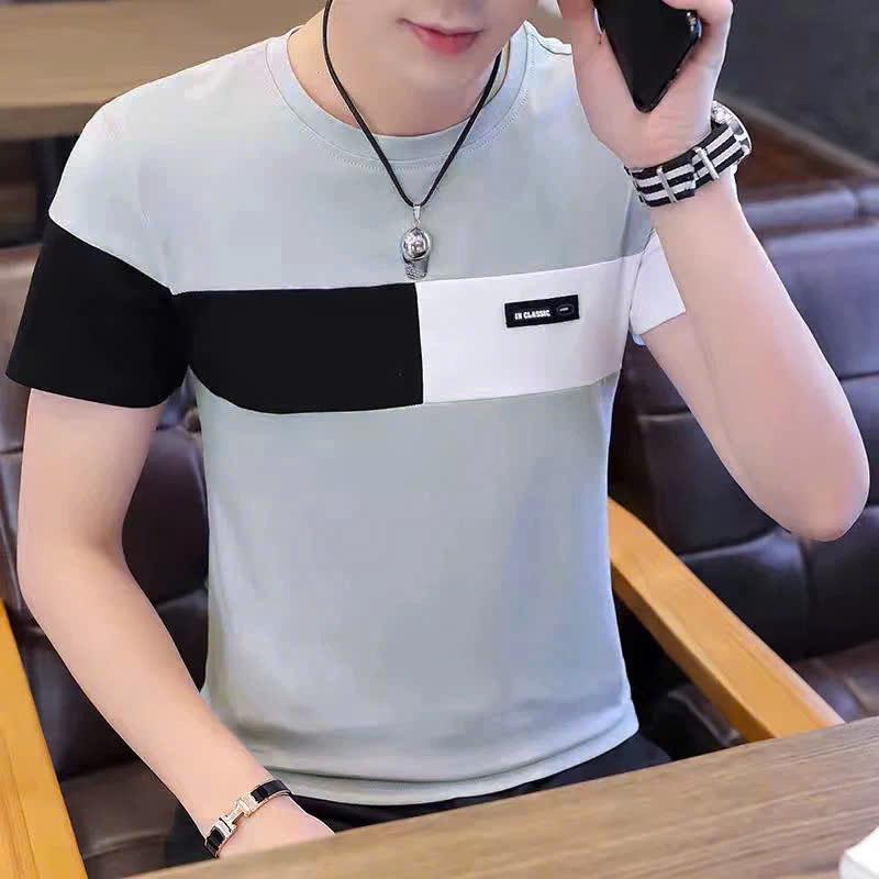 ÁO THUN NAM TAY NGẮN CỔ TRÒN PHỐI MÀU TẠO KIỂU THỜI TRANG 2 TÔNG MÀU ĐEN TRẮNG CHỦ ĐẠO Mã 05 Menswear Top Cổ Tròn Z2 ÁP PHÔNG NAM NỮ