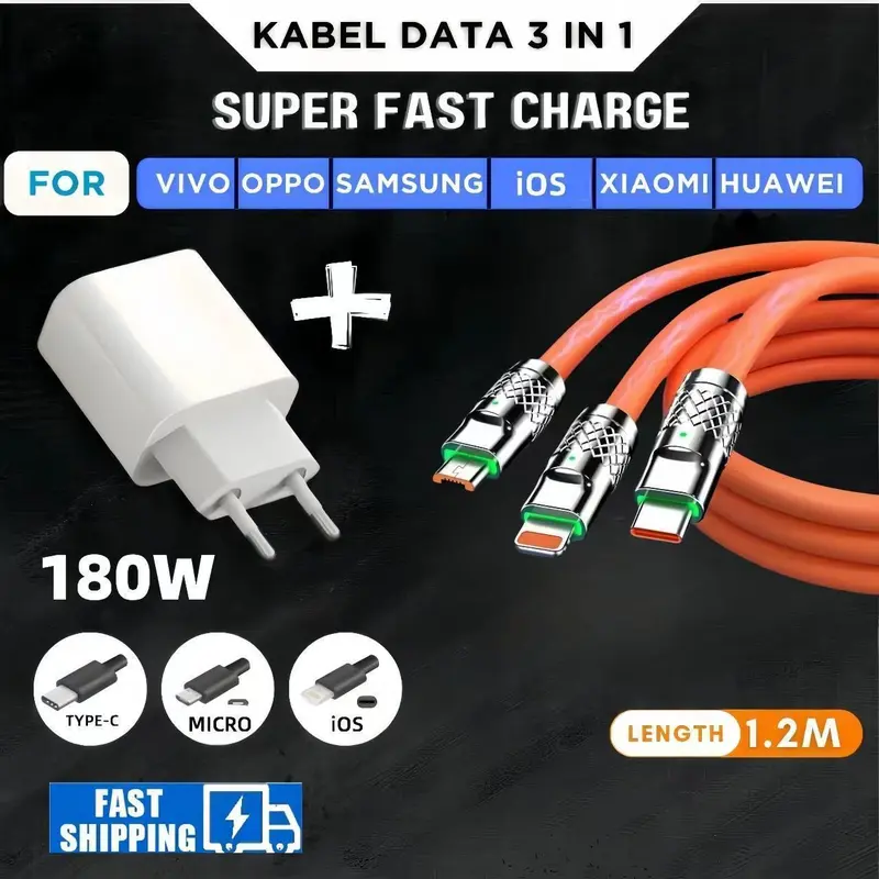 Promo Ramadhan Promo Charger 35W + Kabel Data 3 in 1, Pengisian Daya Cepat 6A, Kompatibel dengan Micro, Type C, Lightning, Kabel Premium Anti Kendur, Pengisian Cepat dan Stabil cable /handphone ugreen 0