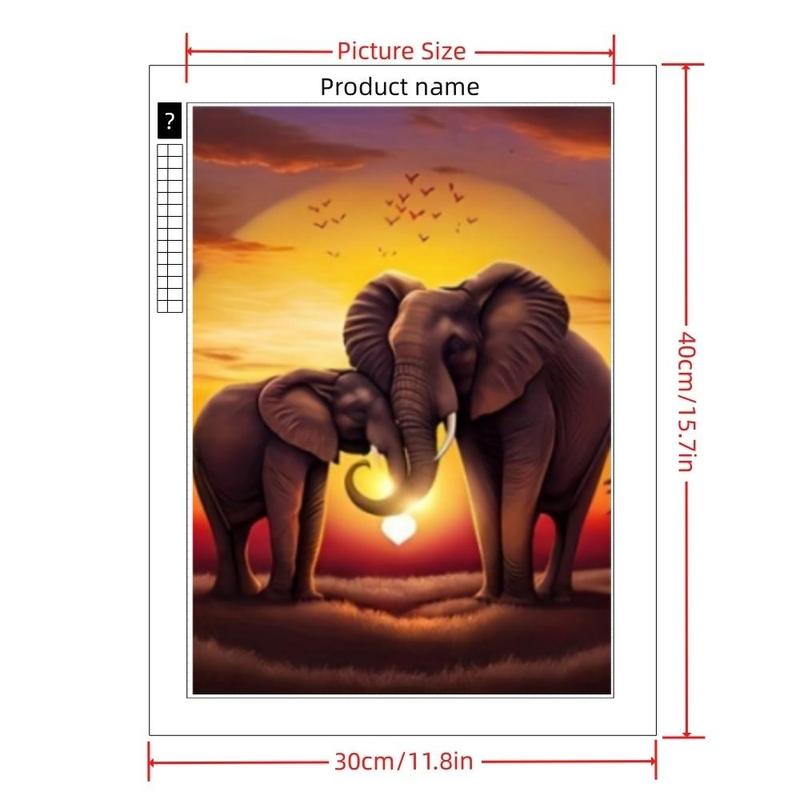 Elephant Pattern DIY Diamond Art Painting Kit without Frame, DIY Decorative Art Painting, Handmade Craft Wall Art Decoration for Home Living Room Bedroom 1