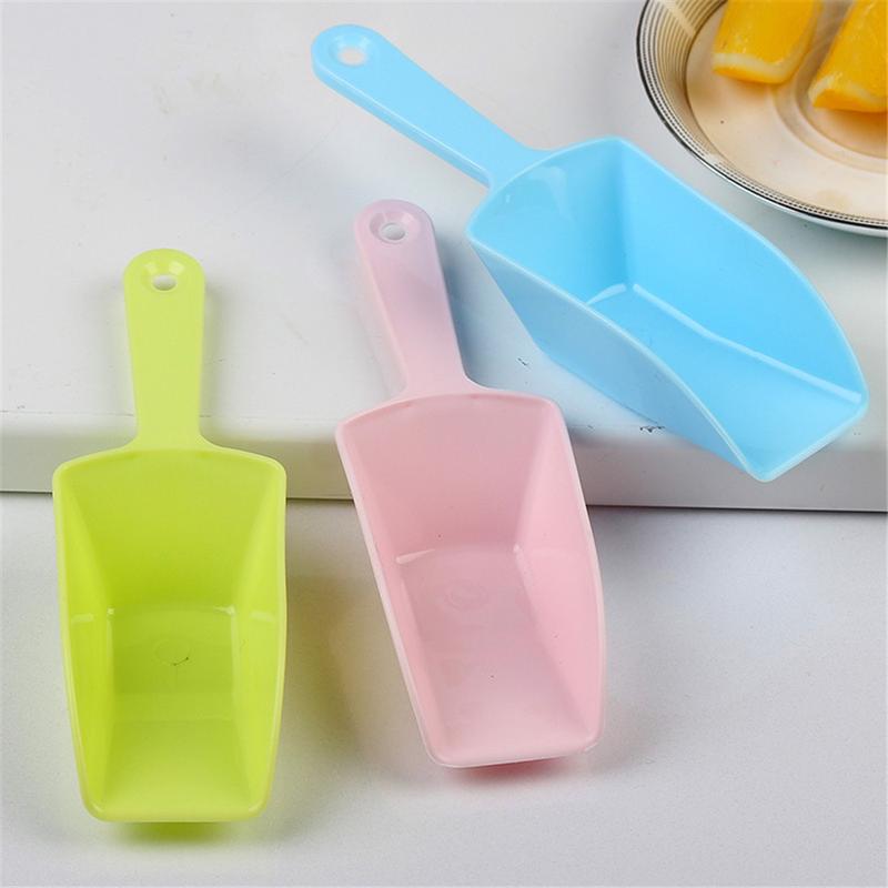 Product Introduction of Candy Colors Multifunctional Frosted Small Shovel Kitchen Flour Grain Candy Coffee Bean Ice Scoops Party Buffet Kitchen Tools 9