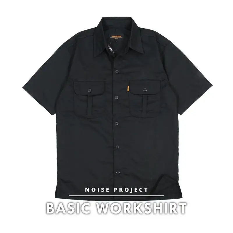 Kemeja workshirt basic polos Nyaman Panjang Pendek Retro Santai Simple Pria 4