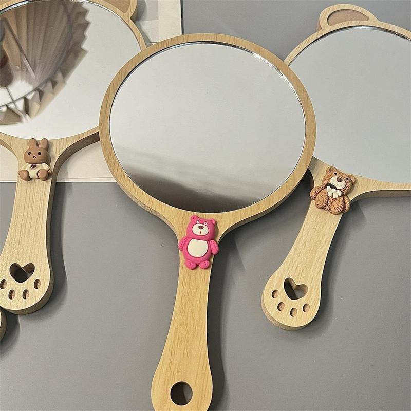 Product Introduction of New High-end Handheld Niche Rectangular Princess Makeup Mirror with Wooden Handle, High-definition Portable Pocket Mirror 17