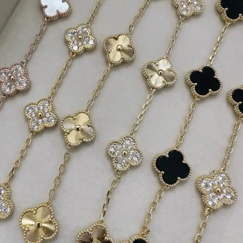 [18 màu] Vòng tay Cỏ 4 lá may mắn Titan mạ Vàng 18K Cam kết KHÔNG HAN GỈ, XỈN MÀU - Lắc tay nữ