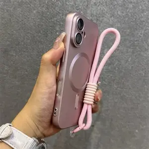 Magnetik Mewah Dengan Tali Penyandang Case Untuk Samsung A55 A16 A56 A17 A07 A36 A26 A05S A06 A15 A35 A54 S26 Ultra S25 S24 FE Perlindungan Lensa Matte Cover
