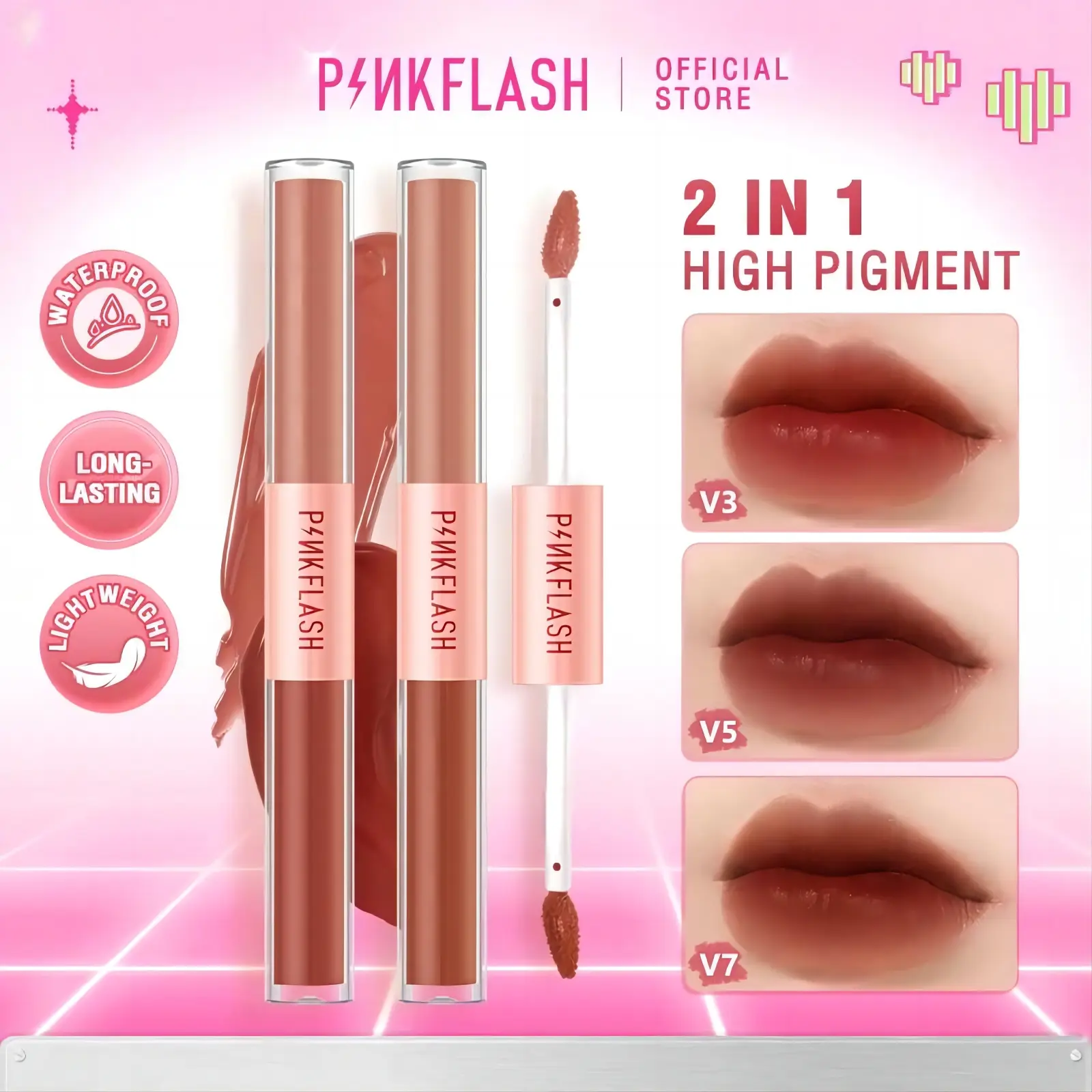 Son Môi Hai Đầu, Dòng DoubleSense 2 Trong 1, Được Phát Hành Thương Mại, Của PINKFLASH, Màu Hồng! Thiết Kế Hai Đầu, Hoàn Toàn Mới, Nhiều Màu Sắc Hơn Và Kết Cấu Hơn, Làm Hài Lòng Sự Khác Biệt Của Bạn, Hoàn Thiện Trang Điểm
