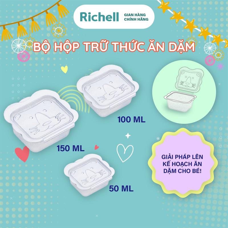 Hộp và Khay trữ thức ăn dặm em bé Richell Nhật Bản có nắp đậy | Baby