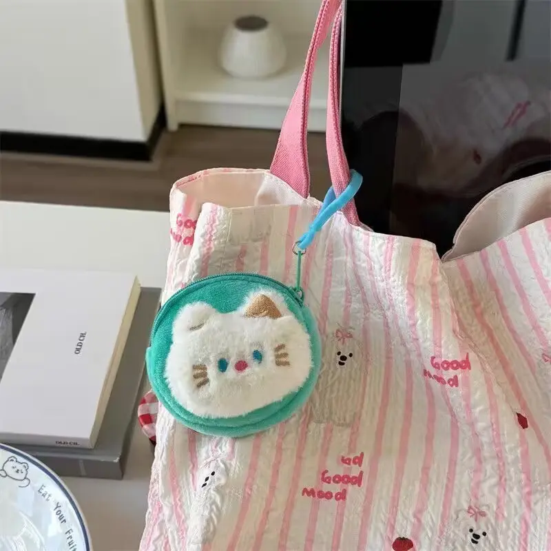 Túi Đựng Tai Nghe Nhồi Bông Móc Khóa, Xiaohongshu Hellosweetie Mắt Xanh Kitty Hoạt Hình Dễ Thương, Túi Đựng, Thích Hợp Cho Ví Tiền Xu 1