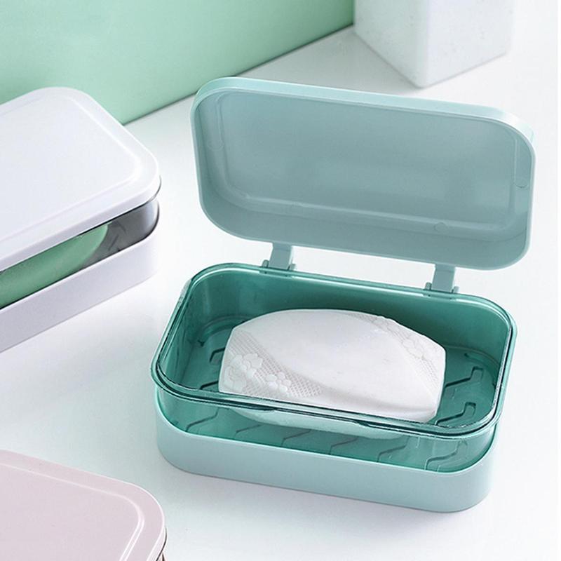 Product Introduction of Plastic Bathroom Soap Box With Lids Travel Portable Plate Tray Dish Storage Holder Draining Rack Home Soap Container 23