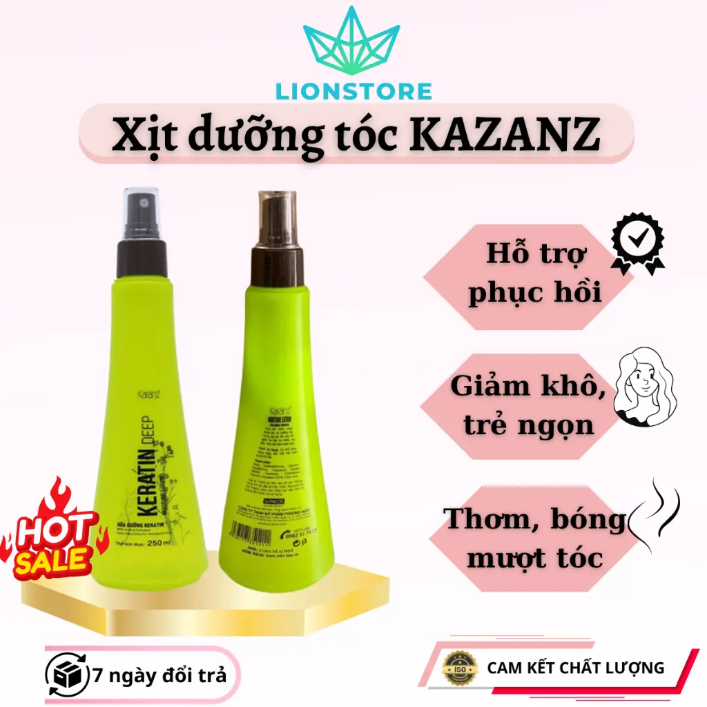 Xịt dưỡng tóc KERATIN KARANZ 250ml collagen giữ ẩm phục hồi giảm trẻ ngọn khô xơ giúp tóc bóng mượt