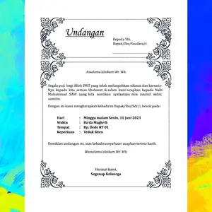 (isi 50Pcs) Undangan Tahlil, Walimatul Ursy, Walimatussafar Haji, Pernikahan, Khitanan Kertas HVS