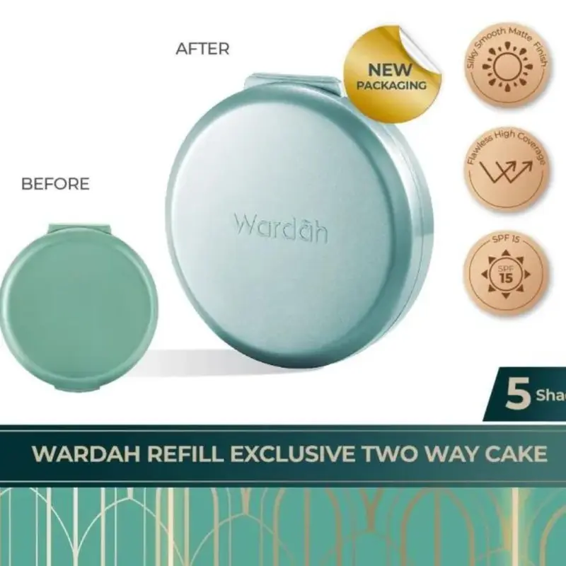 Wardah Exclusive Two Way Cake - Bedak Padat - Full - Refill - Wardahindonesia Powder Compact Lightening 2
