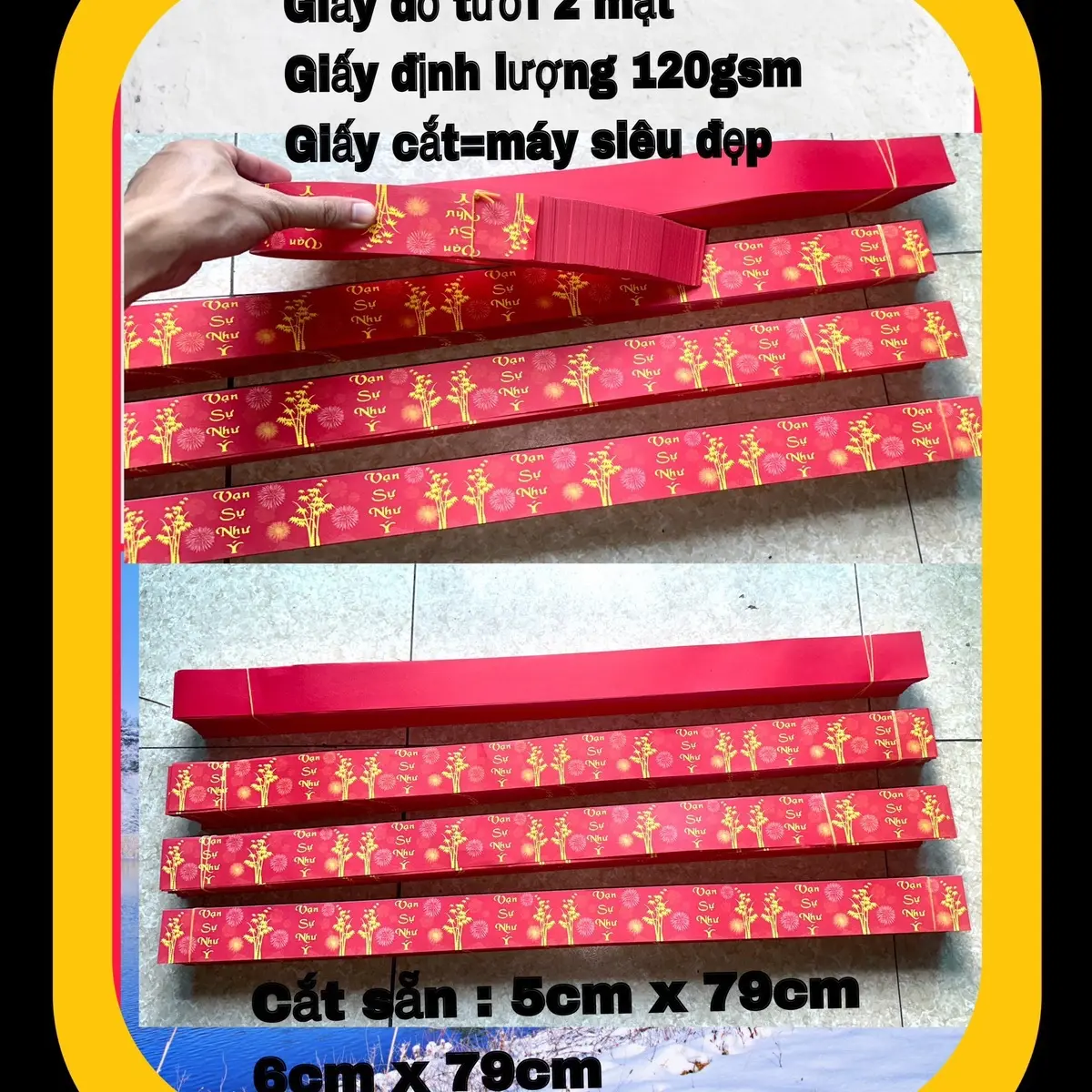 1kg giấy đỏ 2 mặt in hoạ tiết . Định lượng 120gsm