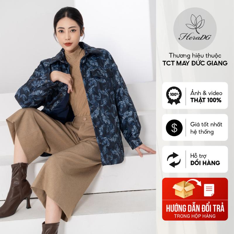 Áo khoác phao nữ dáng ngắn HeraDG thiết kế dáng đuôi tôm, trần bông 3 lớp, họa tiết độc quyền WJKBB2024 0