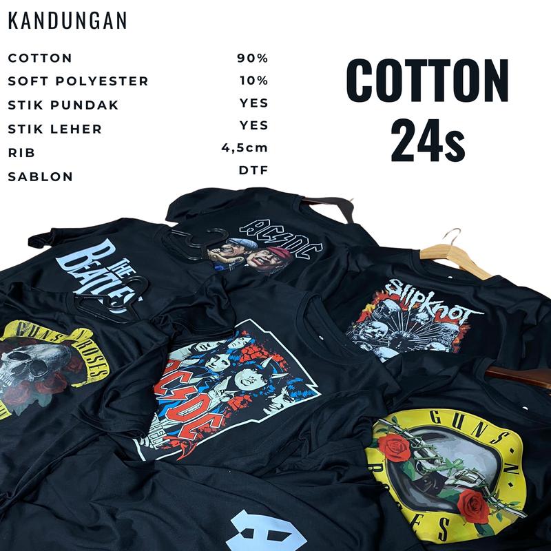 KAOS DISTRO PRIA WANITA MOTIF BAND MUSIK BOB MARLEY LENGAN PENDEK SEMI KATUN 24s PREMIUM QUALITY Hitam Nyaman 1