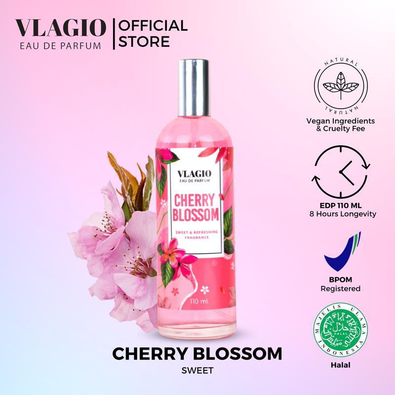 VLAGIO EAU DE PARFUM 110ML PARFUM HIJAB SERIES Perfume Terwangi Tahan Lama CHERRY BLOSSOM
