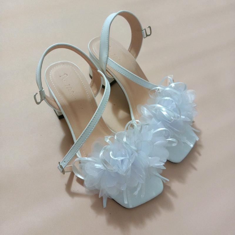  Giày Sandal Nữ Bông Cao Gót Mã T 04 - Nơ Lụa - DéP Shoes 