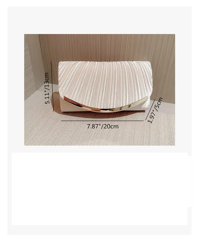 Clutch nữ vải nhún kèm quai xích đeo chéo sang chảnh BAG U CNH16 Kem Women Nhung 2