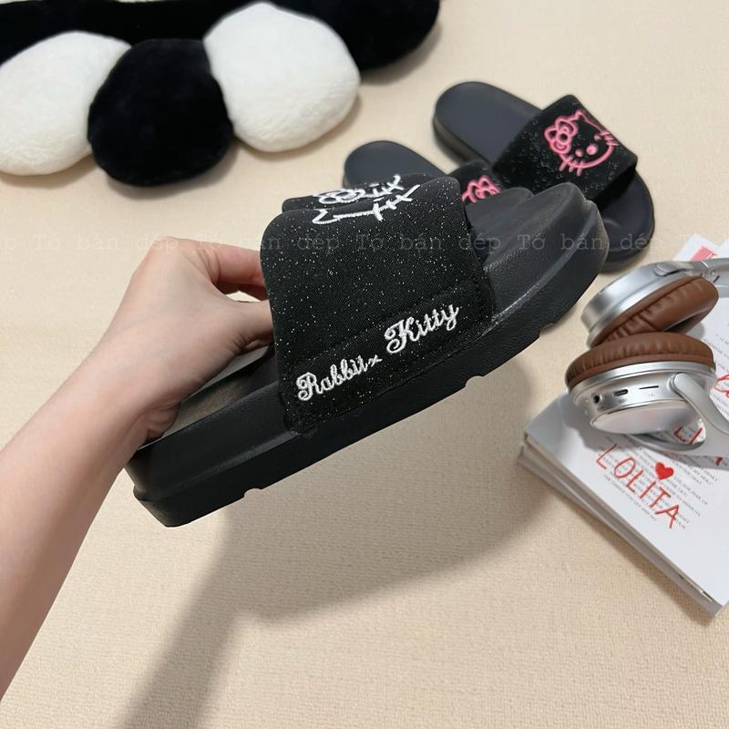 Product Introduction of Dép Kitty Bling lấp lánh quai dán xé bảng màu pastel xinh xắn Kèm hộp có bảo hành Ngoài trời 4