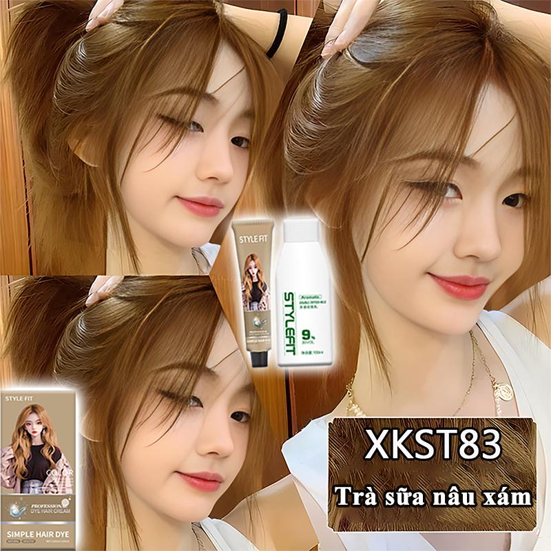  thuốc nhuộm tóc không cần tẩy,STYLE FITThuốc Nhuộm Tóc  200ML Màu trà sữa,lọ nhuộm tóc tại nhà,dễ sử dụng dễ lên màu,lược nhuộm tóc đen 