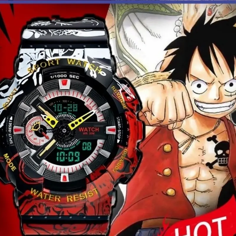 Jam Tangan Elektronik, Jam Tangan Dragon Ball, Sesuai untuk Pelajar Sekolah Menengah Rendah dan Menengah, Jam Tangan Sukan Belia, Paparan Dwi Berkilau Watches