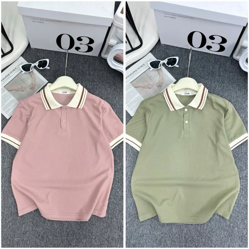 (Combo 2 Áo )Polo nữ Lista 9 màu trơn ,cổ dệt kim thanh lịch .From xuông thoải mái vải cotton tổ ong ,đủ size 38-85kg