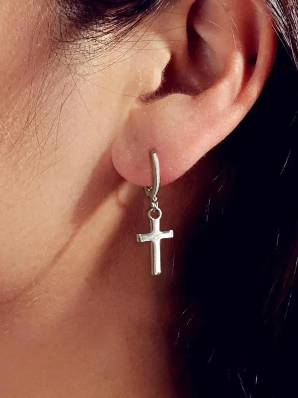 Unisex Street Trend Cross Design Dangle Earrings, 1 Pair Vintage Trendy Dangle Earrings, Chic Gorgeous Jewelry As Gift for Girlfriend & Boyfriend 2