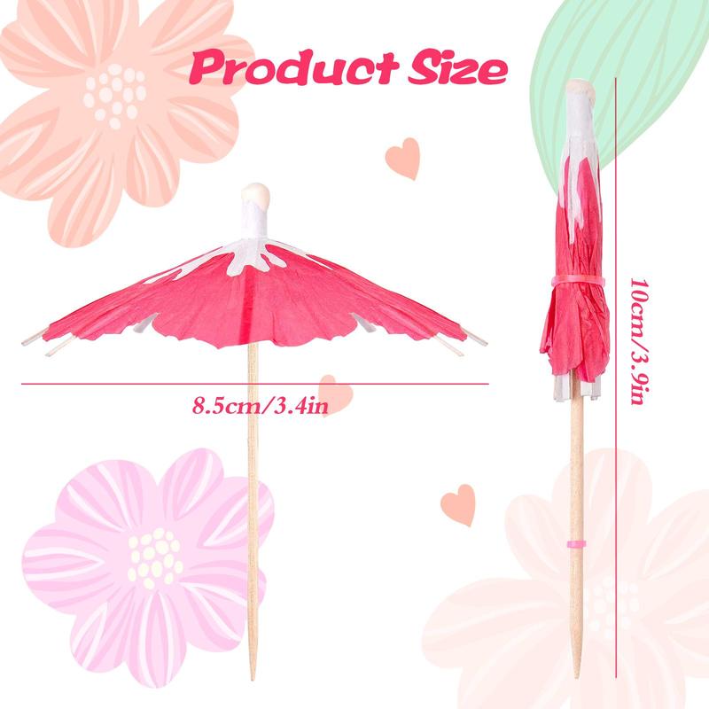 Umbrella Shaped Fruit Stick, 50pcs/set Colorful Umbrella Straws for Drinks, Hawaiian Cocktails Umbrella Straws, Beach Tropical Drinks Party Decorations 1