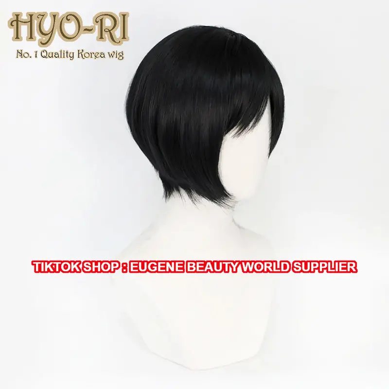 HYO-RI WIG : WIG ADA WONG WIG COSPLAY GAME RESIDENT EVIL 4 REMAKE WIG COSPLAY GAME RESIDENT EVIL 2 REMAKE WIG CEWE CEWEK WANITA PENDEK LURUS BOB HITAM BLACK PONI SAMPING 1