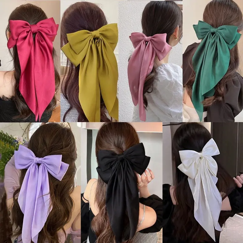 Korean Big Bow Ribbon Hair Clip Elegant Women Hairpin Hair Accessories