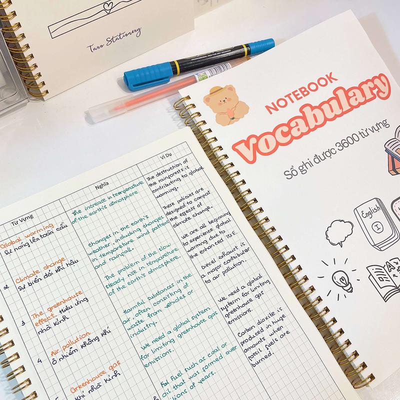 Sổ học từ vựng Tiếng Anh Vocabulary IELTS TOEIC có layout sẵn Taro Stationery sotay takenote vở không but gel còng sổ tay số giáo án a4 ghi ke travel planner đen giấy a100 giải doreart vàng bìa kiếng viết xếp đồdùn g sổ tình giấy roki nhật ký sách note a