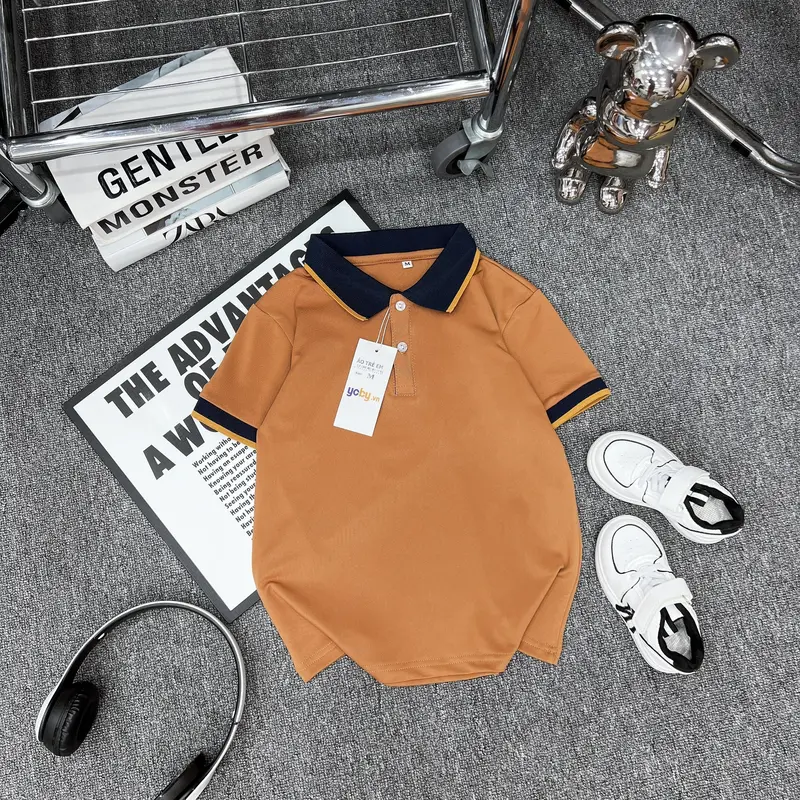 áo thun polo cho bé trai bé gái phối cổ vải cotton mắt chim hàng kỹ bán shop từ 13-38kg siêu xinh  Có Cổ 1