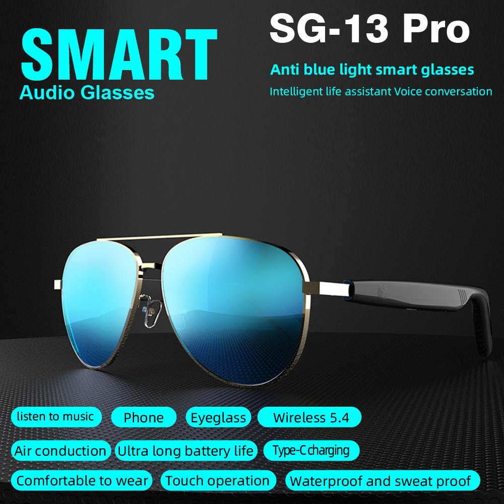 SG13 TWS Metal Frame Polarized Lenses Hands-Free Calls Bluetooth Wireless Audio Smart Sunglasses 80+80mAh - Image 4