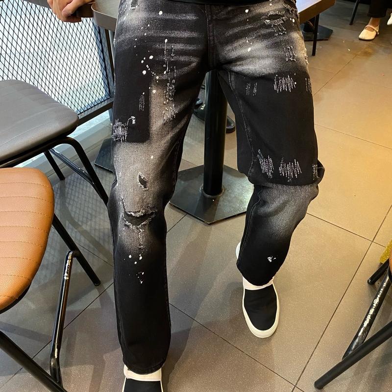 Quần suông nam rách vẩy sơn chất dày dặn không bị co giãn Menswear 0
