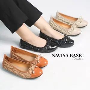Sepatu Wanita Flatshoes Wanita Motif Gelombang Super Empuk Navisa Basic Collection New sepatu  korea