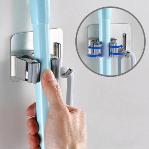 Móc Kẹp Treo Chổi & Cây Lau Nhà Đa Năng Chịu Lực 5kg Đến 15kg Không Cần Khoan Có Keo Dán Kèm Theo Thiết Kế Nhỏ Gọn Hiện Đại Chống Nước 100%